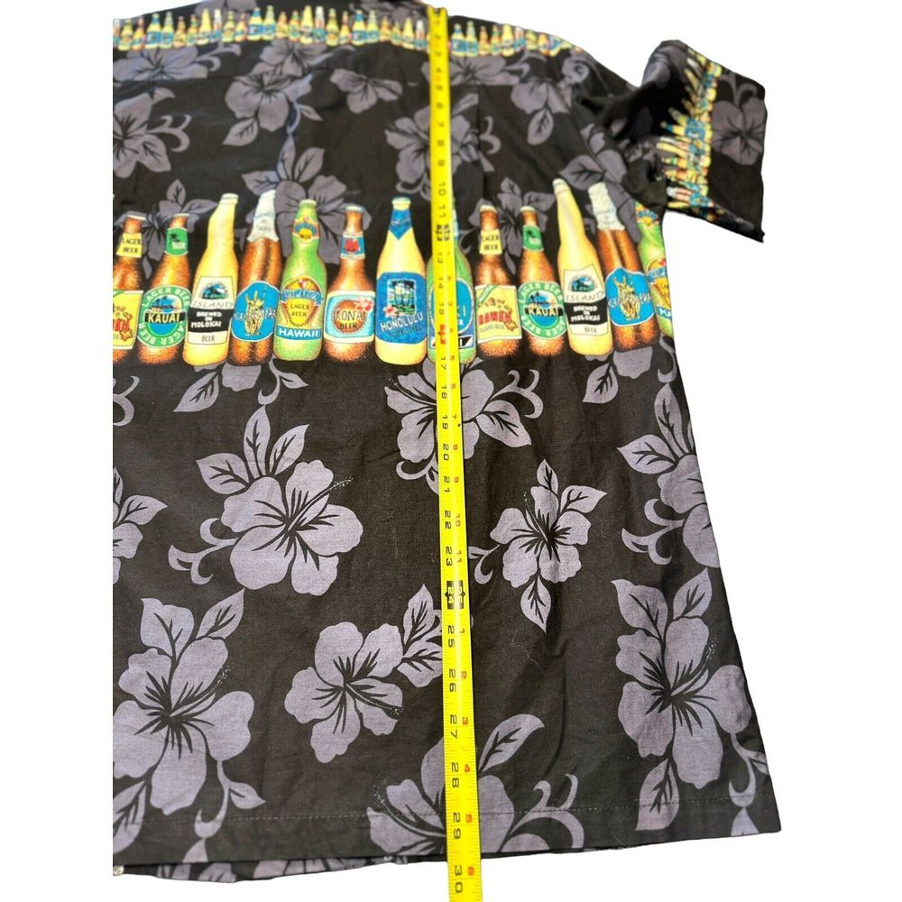 KYS Hawaiian Shirt Lager Beers & Floral Print Men's Large Black Made‎ in USA - Picture 6 of 7
